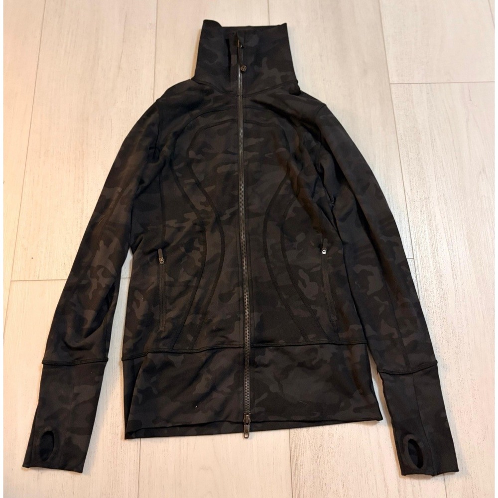 Lululemon In Stride Jacket Sz‎ 4 Incognito Camo Multi Gray Full Zip LW4AYOS